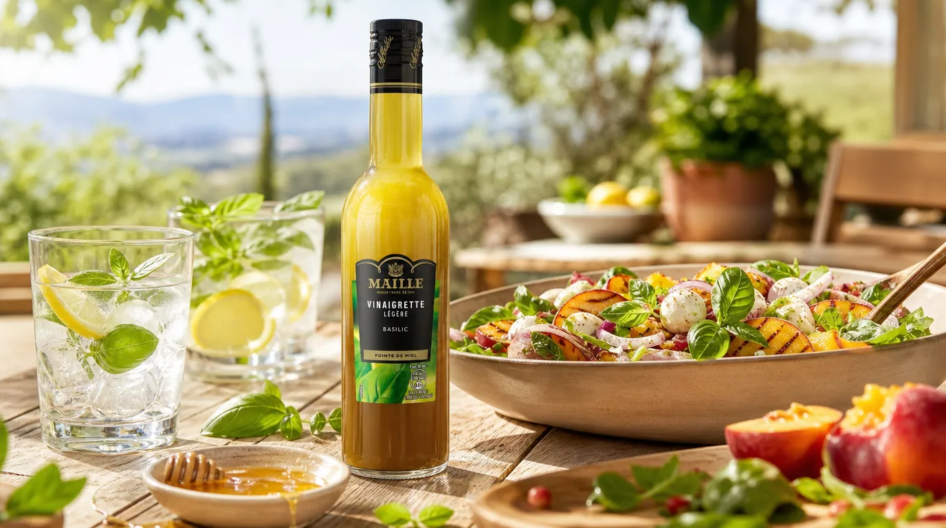 Maille Vinaigrette au Basilic bouteille 360ml fraîche