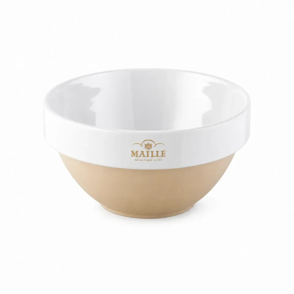Maille x Digoin saladier grès émail blanc artisanal