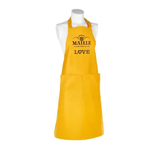 Maille Tablier Jaune Brodé Love tablier cuisine 90 cm
