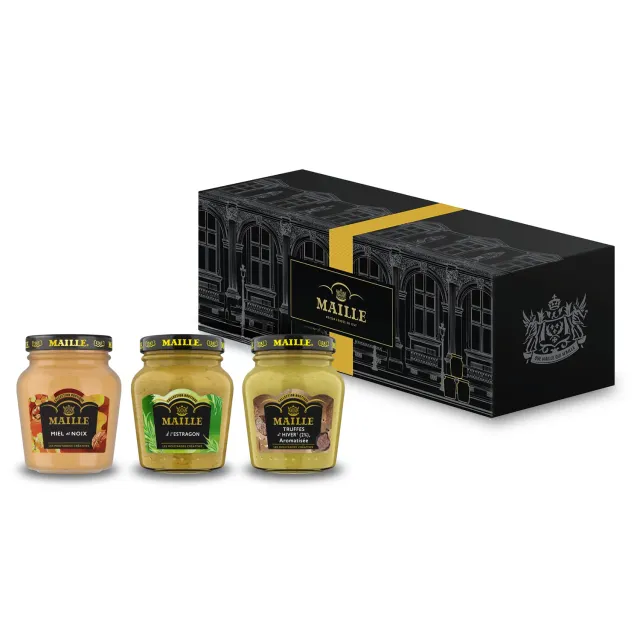 Maille Les Essentiels coffret 3 moutardes estragon truffe miel