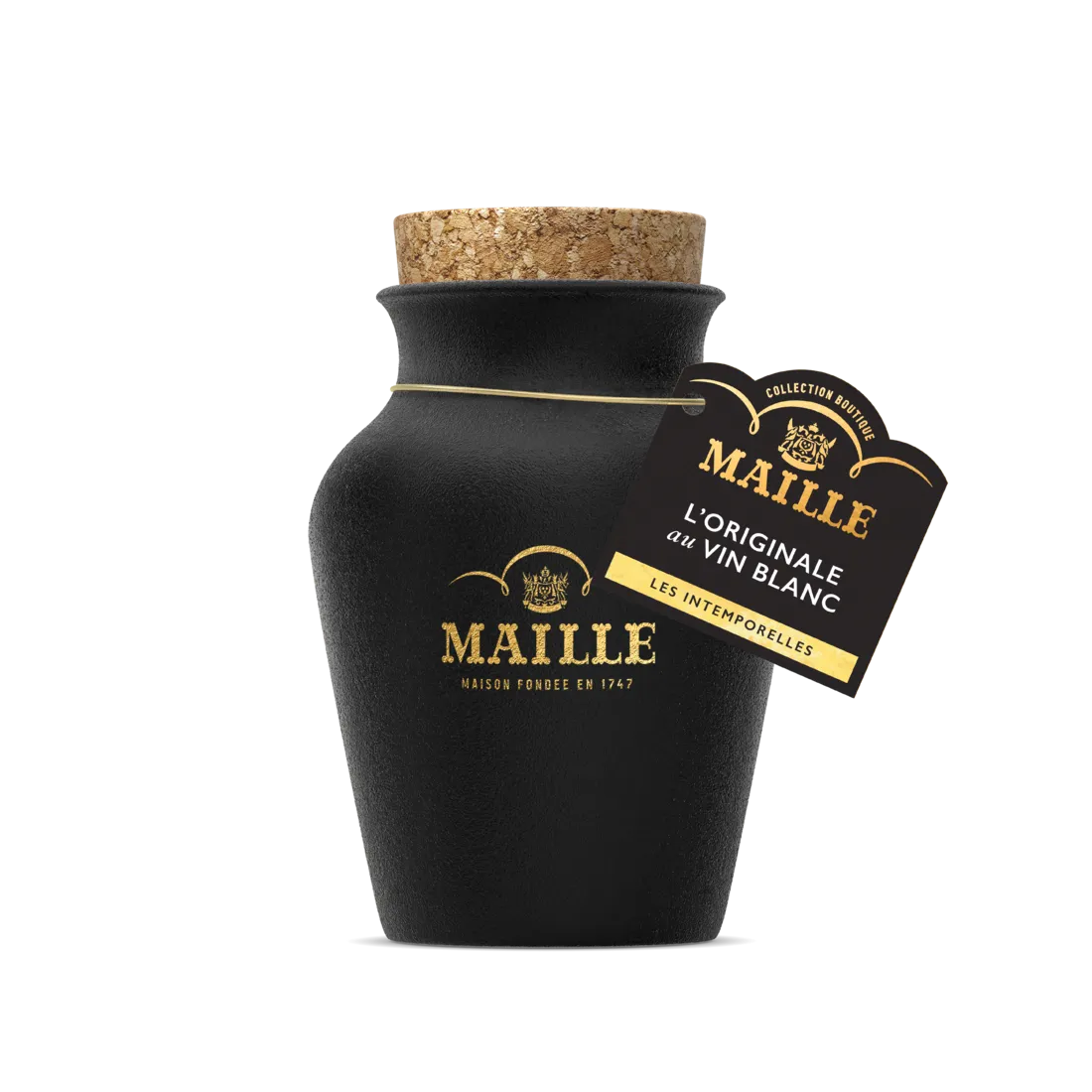 Maille Essentiel Noir coffret moutarde vin blanc 125g sel