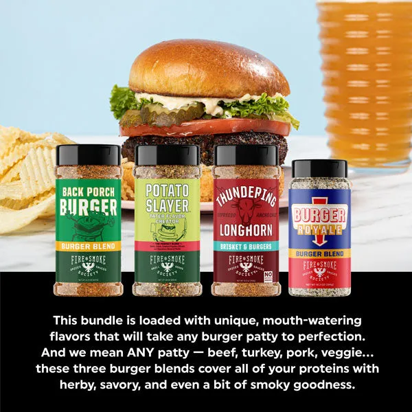Fire Smoke Society Burgers & Fries bundle épices lot 4 burger