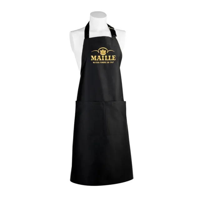Maille Tablier Noir tablier coton 90x75cm blason doré