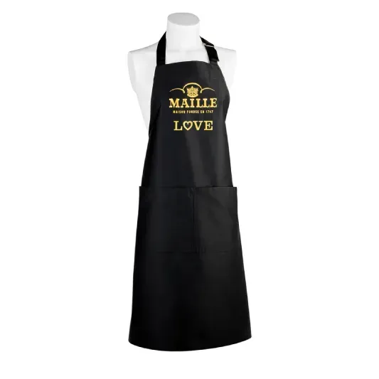 Maille Tablier Noir Brodé Love 90cm