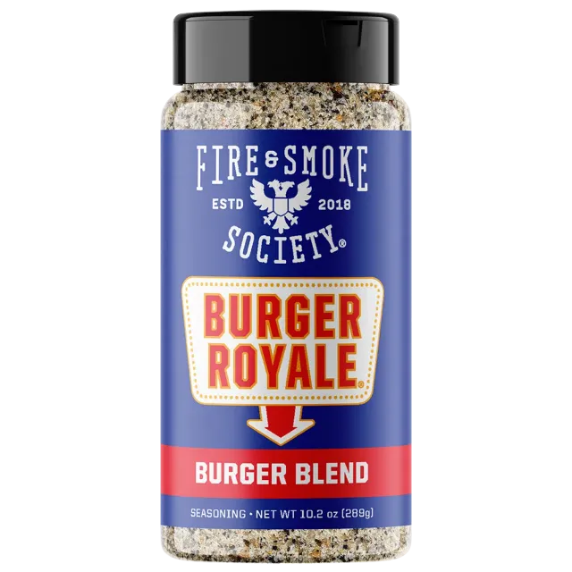 Fire Smoke Society Burger Royale rub burger oignon grillé