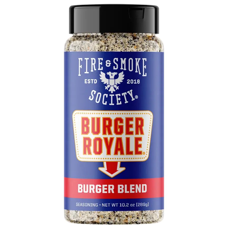 Fire Smoke Society Burger Royale rub burger oignon grillé
