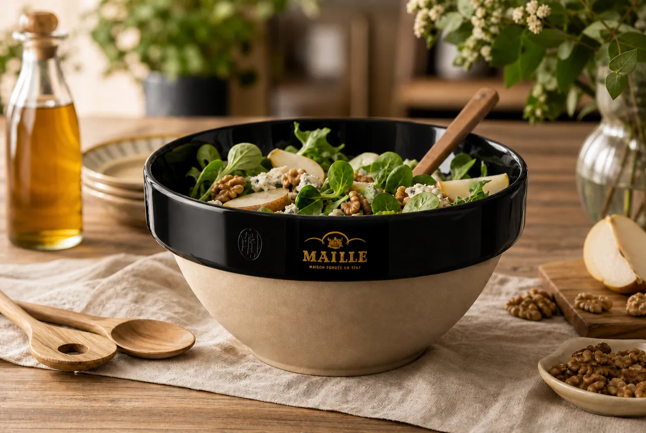 Maille Manufacture de Digoin saladier grès émaillé noir artisanal