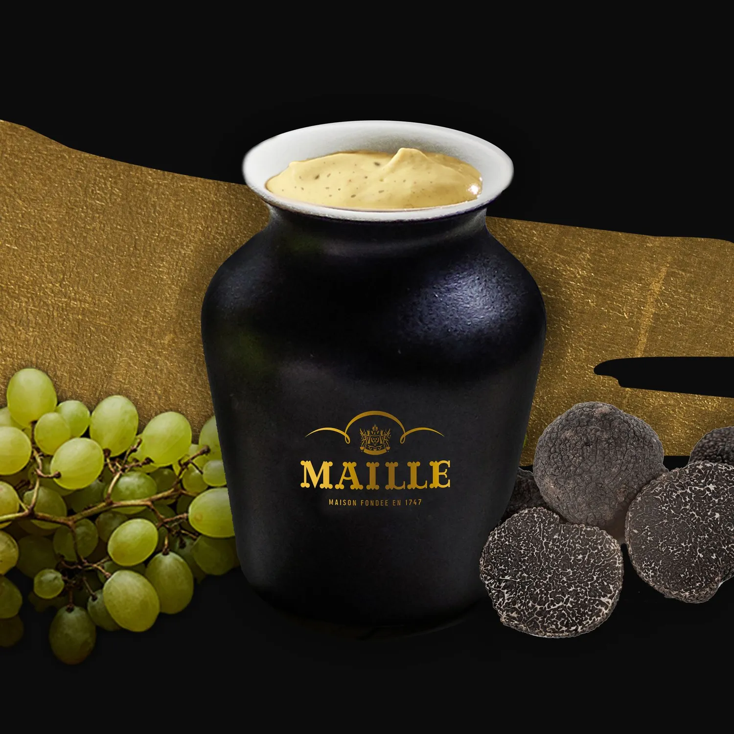 Maille Moutarde au Chardonnay et Brisures de Truffe Noire 125g Encre de Nuit