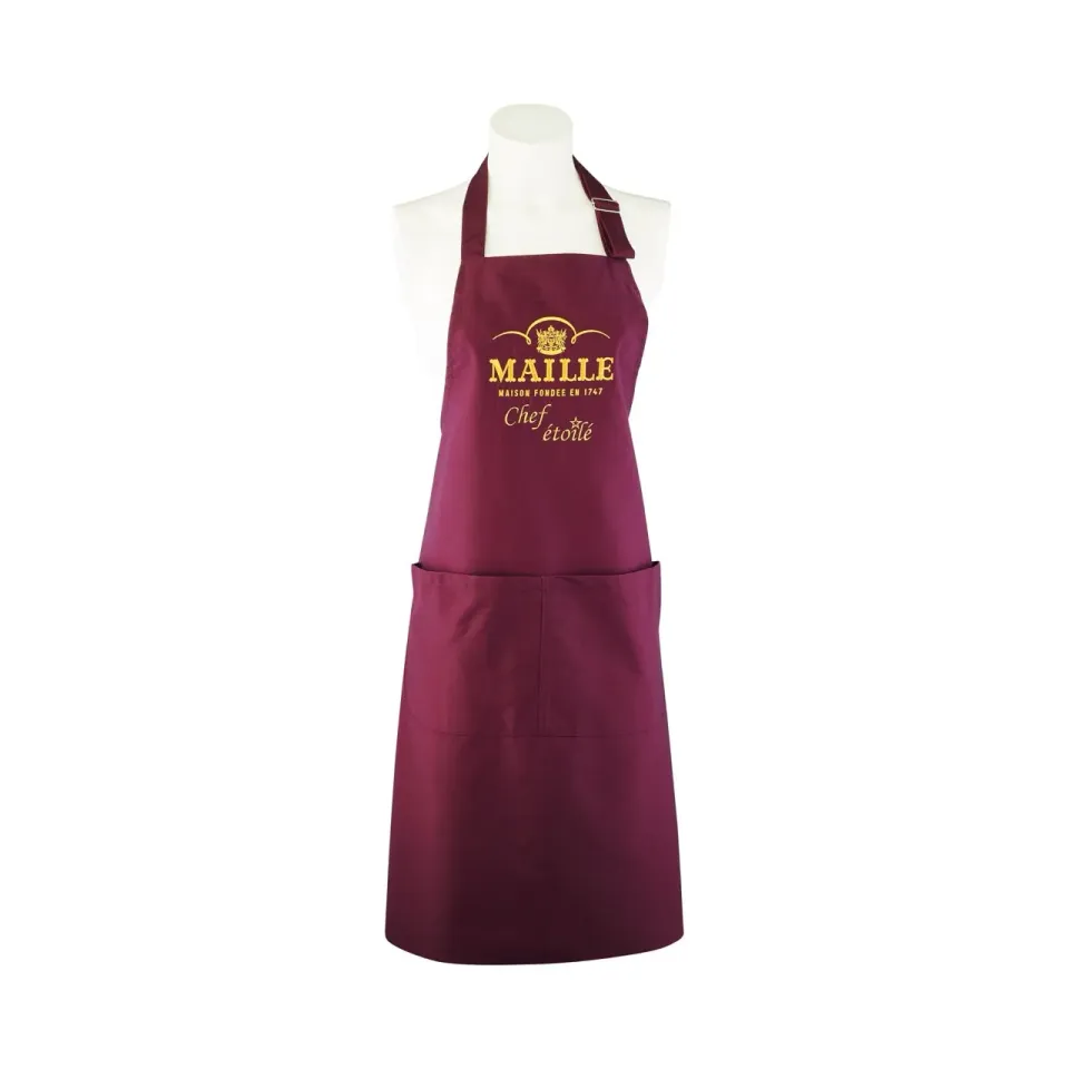 Maille Tablier Bordeaux Brodé Chef Etoilé tablier 90 cm