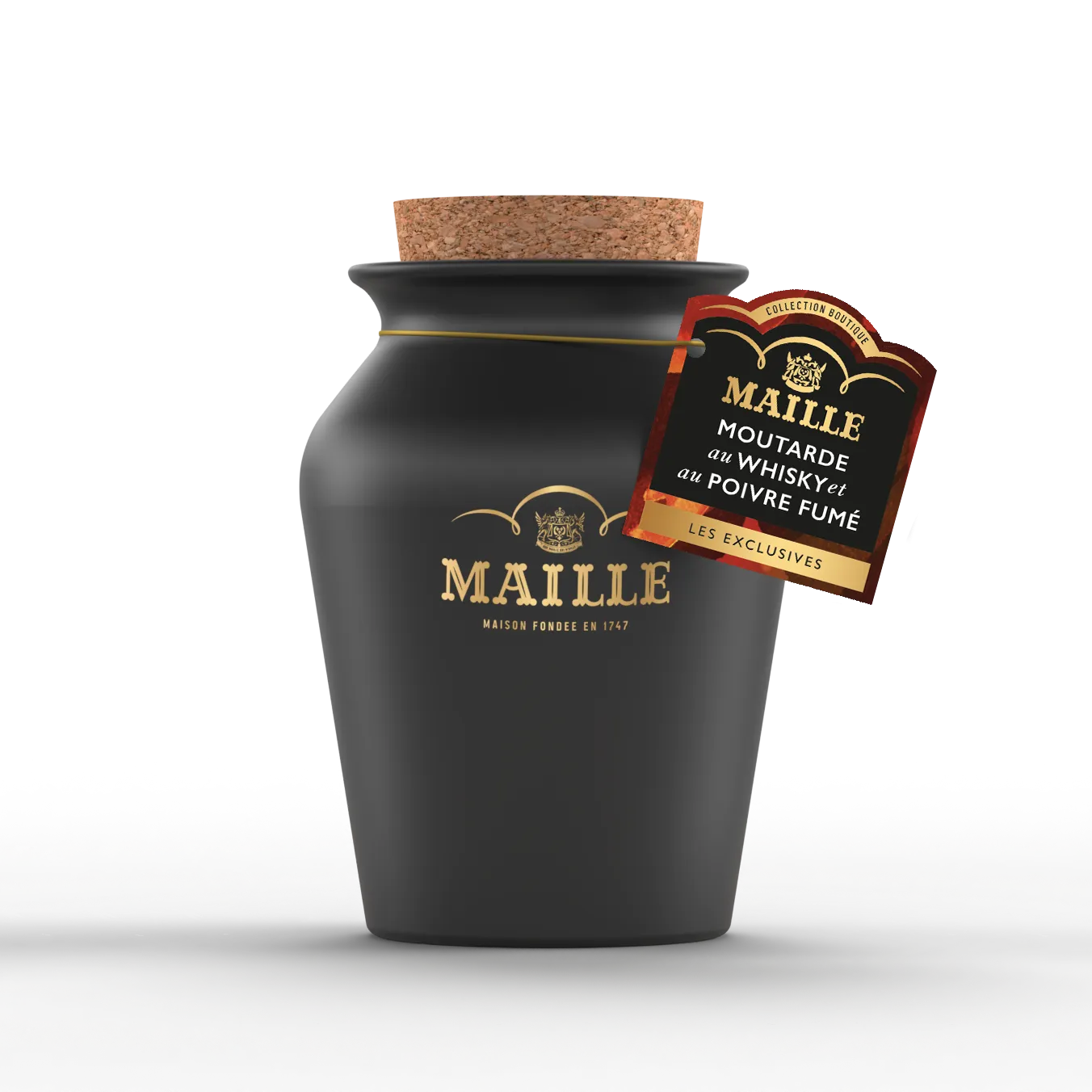 Maille Whisky moutarde poivre fumé pot grès