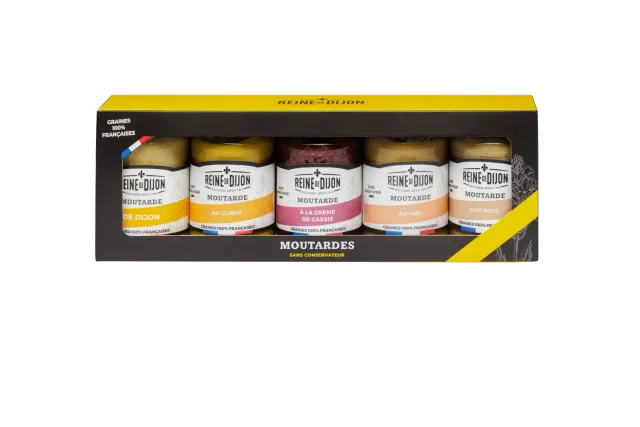 Reine de Dijon Coffret 5 flacons moutarde aromatisée