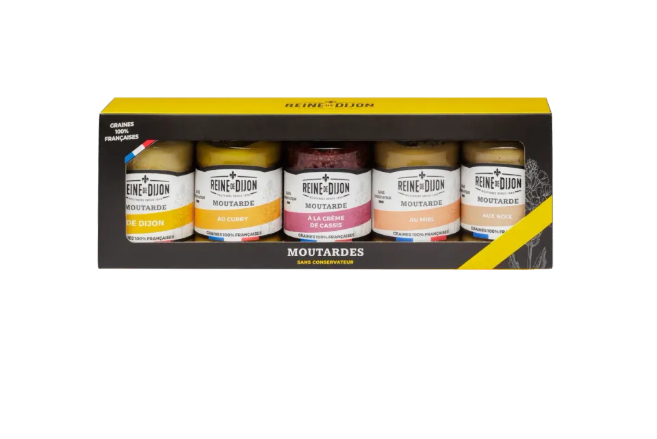 Reine de Dijon Coffret 5 flacons moutarde aromatisée