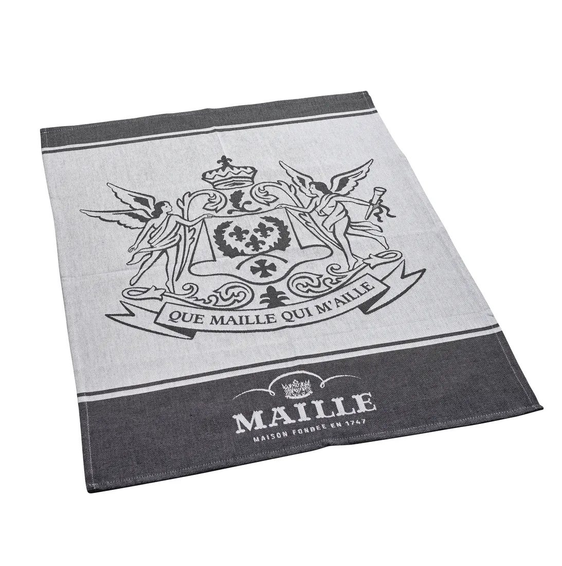 Maille Torchon Blason tissé Moutet coton noir et blanc