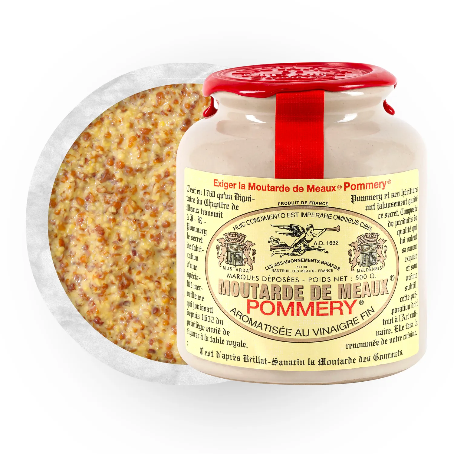 Pommery Moutarde de Meaux cirée 500g en grains