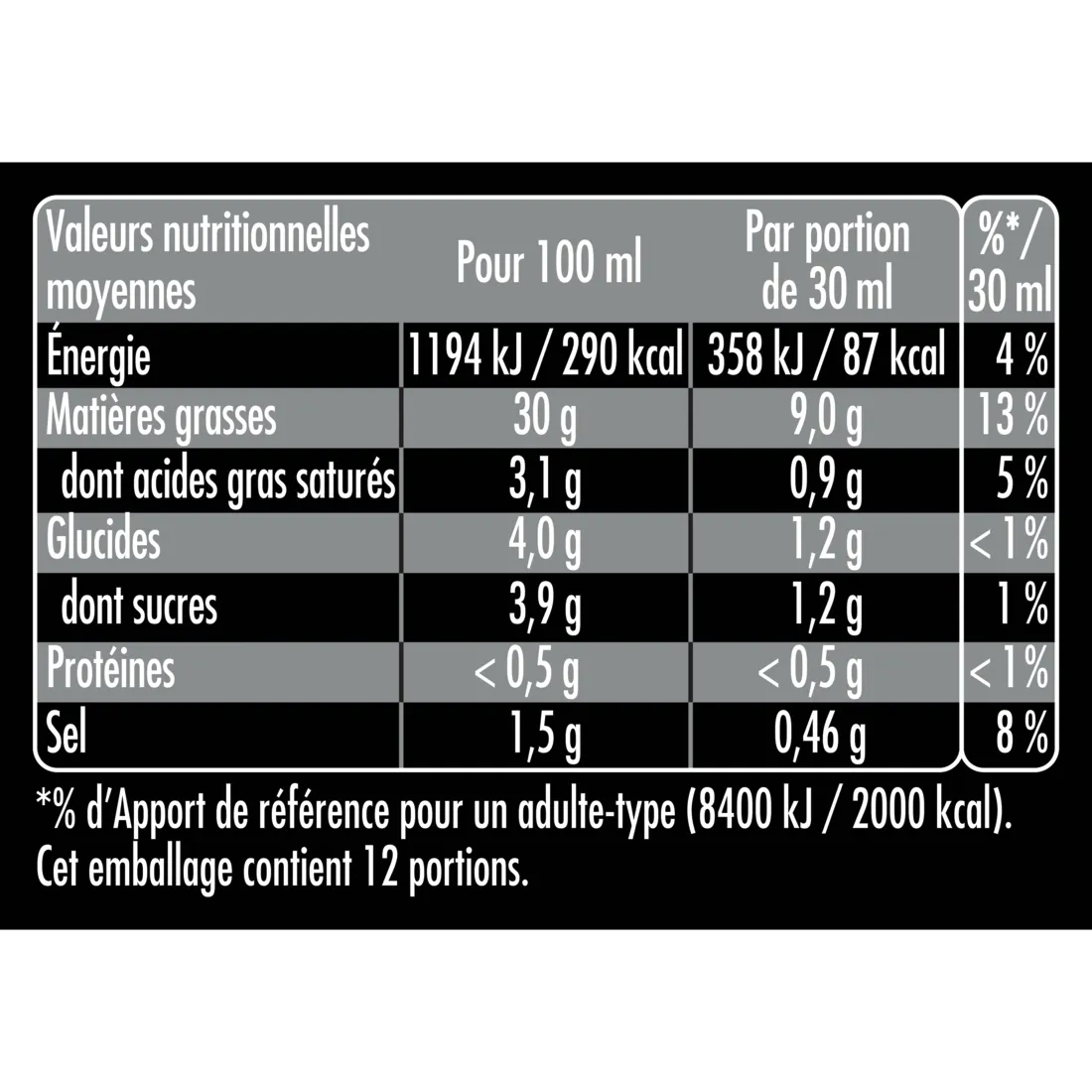Maille vinaigrette légère huile d’olive noire 36 cl