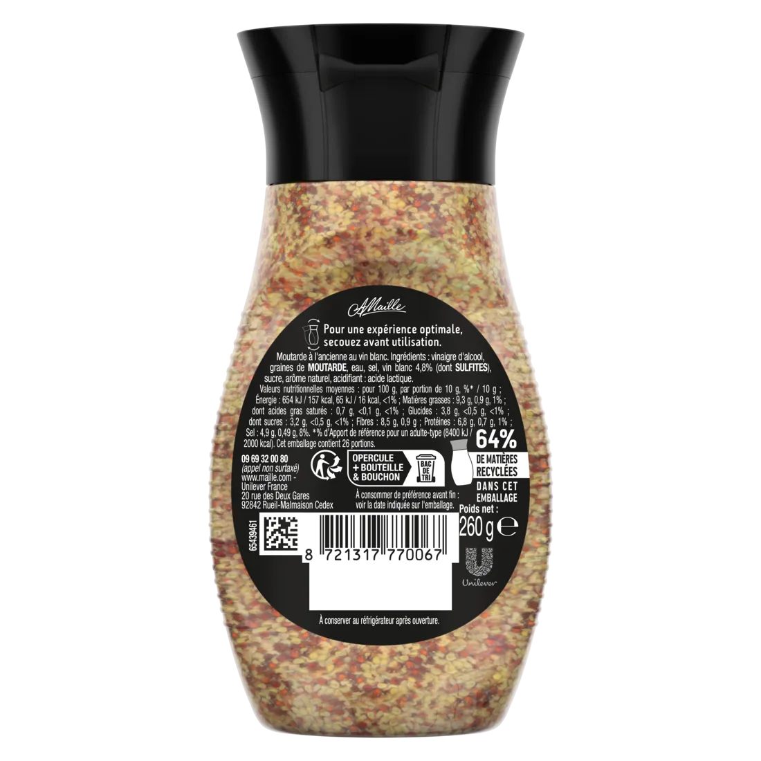 Maille à l'Ancienne moutarde vin blanc flacon 260 g