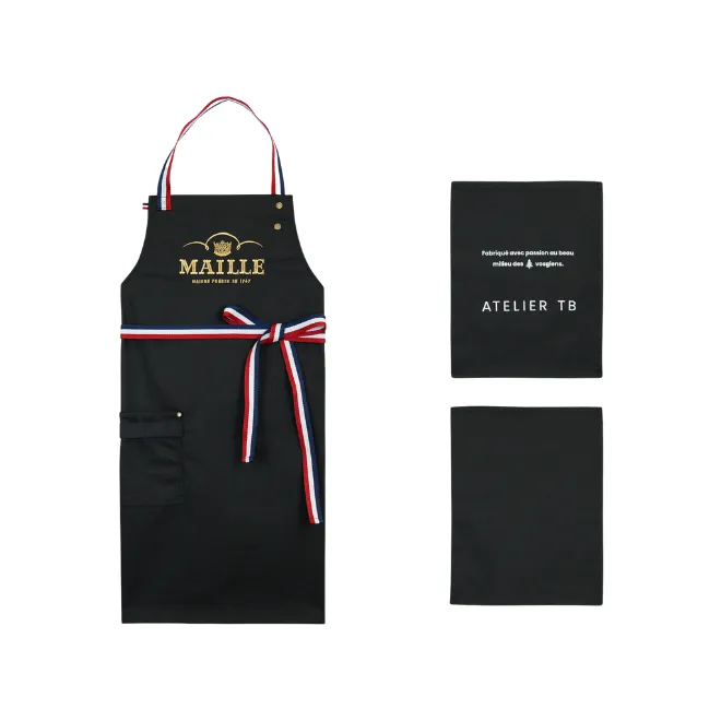 Maille x Atelier TB tablier noir tricolore réglable