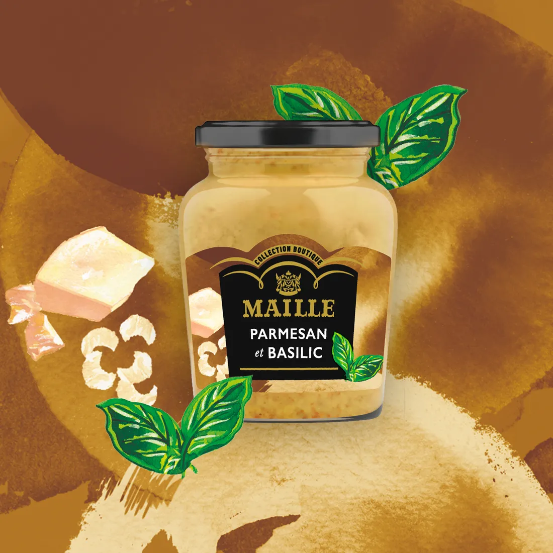Maille Moutarde Parmesan et Basilic 108g mi-forte