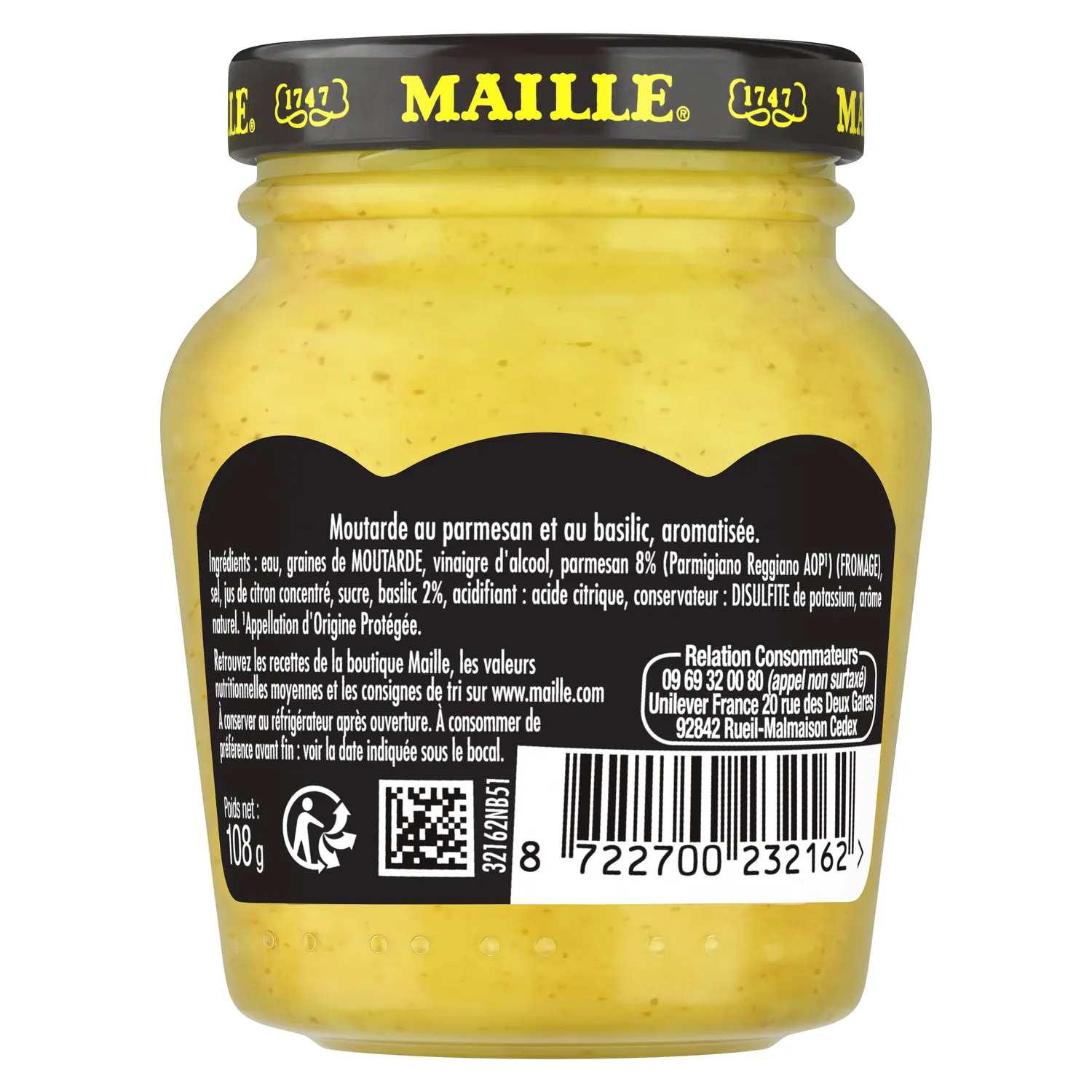 Maille Moutarde Parmesan et Basilic 108g mi-forte