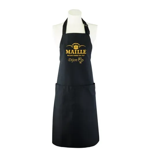 Maille Tablier Noir Brodé Dijon tablier coton