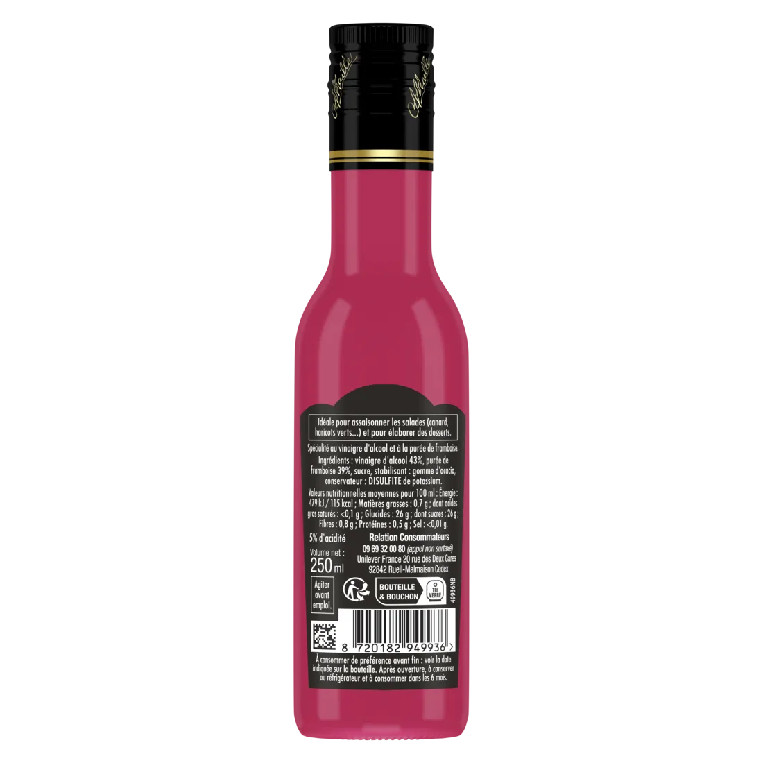 Maille vinaigre purée de framboise fruité bouteille 250 ml