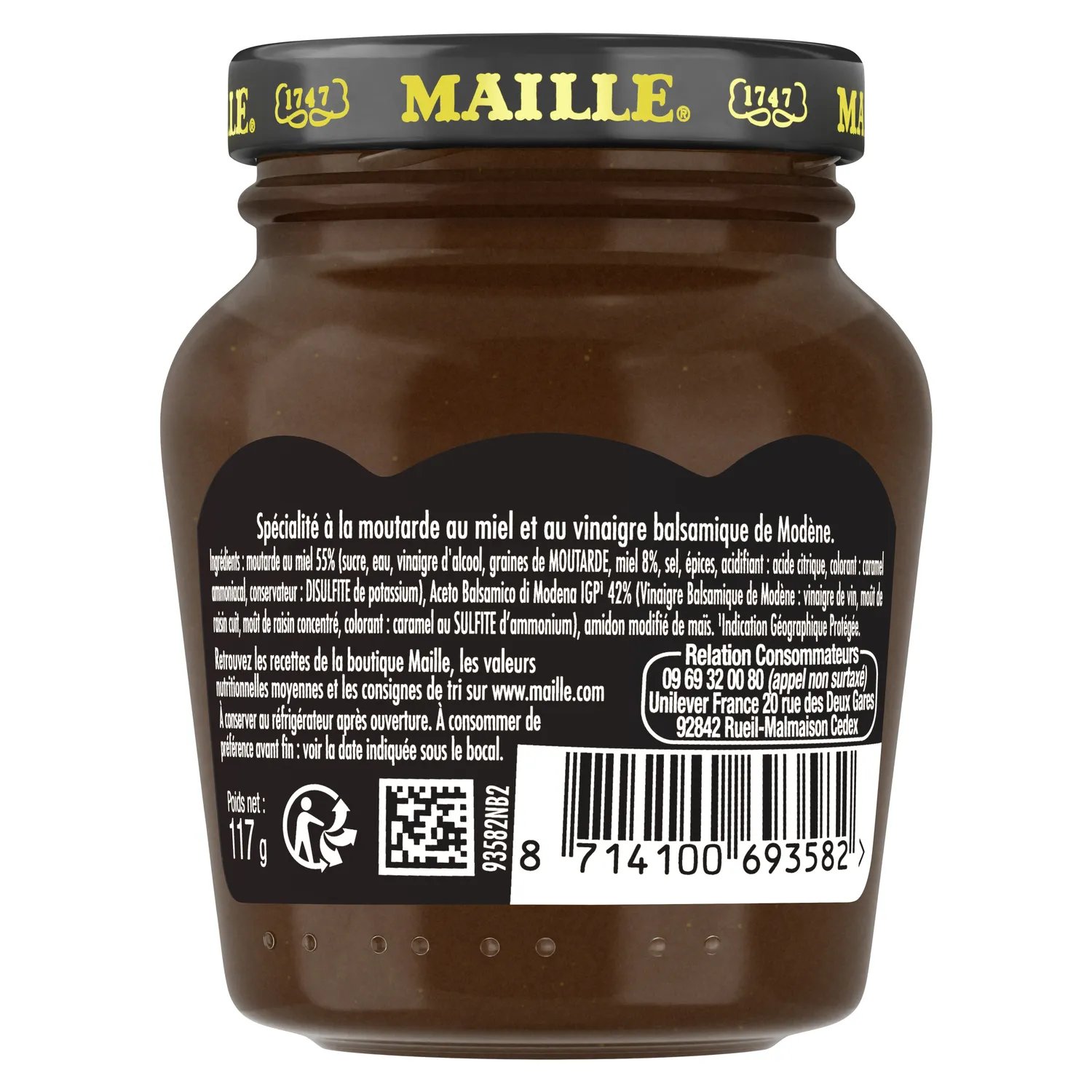 Maille moutarde au miel balsamique Modène 117g douce