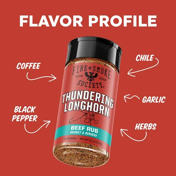 Fire Smoke Society Thundering Longhorn rub bœuf XL café ancho