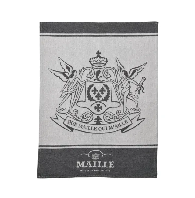 Maille Torchon Blason tissé Moutet coton noir et blanc