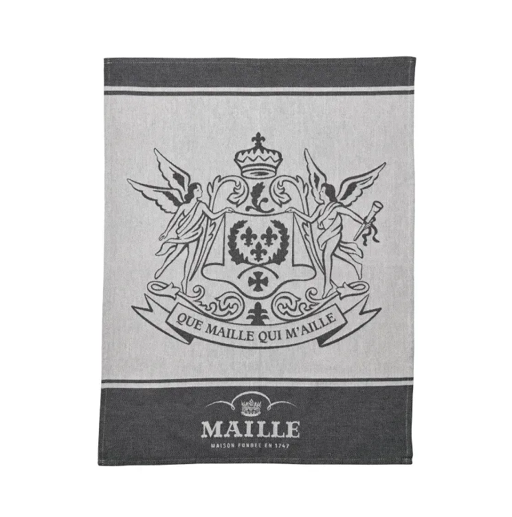 Maille Torchon Blason tissé Moutet coton noir et blanc