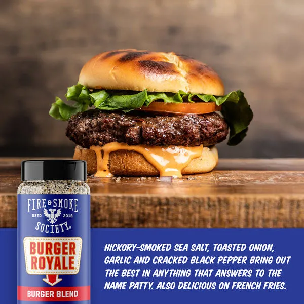 Fire Smoke Society Burger Royale rub burger oignon grillé