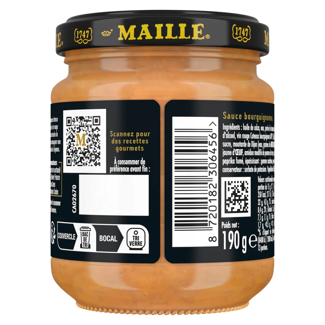 Maille Bourguignonne sauce châtaigne 190 g vin rouge