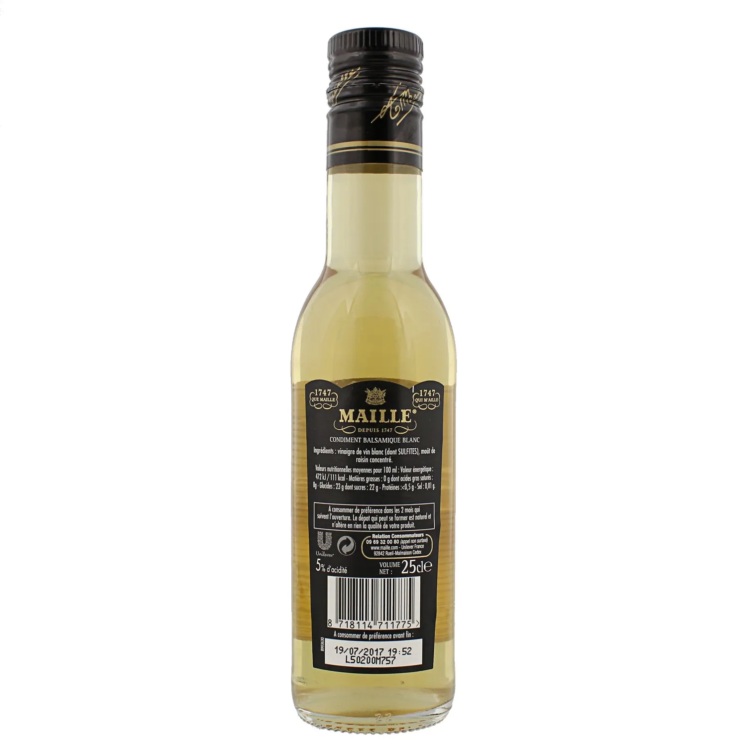 Maille Condiment Balsamique Blanc Vinaigre 25cl Doux
