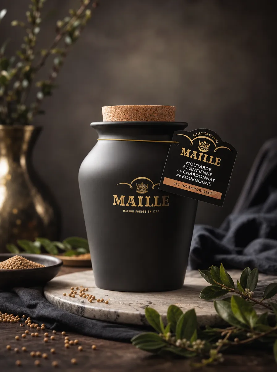 Maille Whisky moutarde poivre fumé pot grès