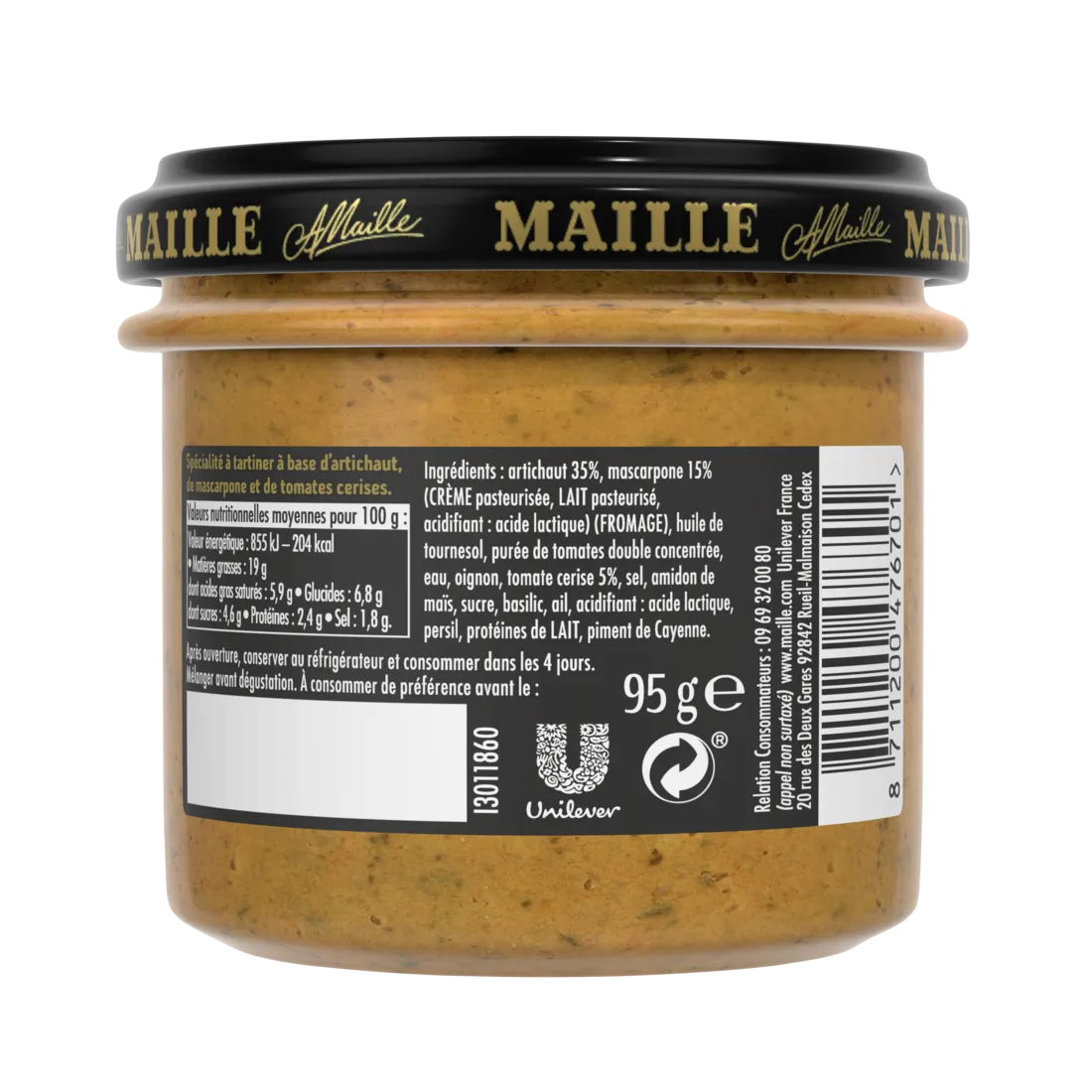 Maille Apéritif Artichaut Mascarpone Tomates Cerises tartinade 95g onctueuse