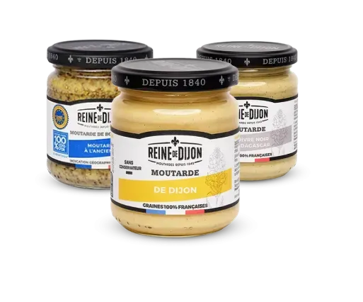 Reine de Dijon lot 3 moutardes 200g à personnaliser