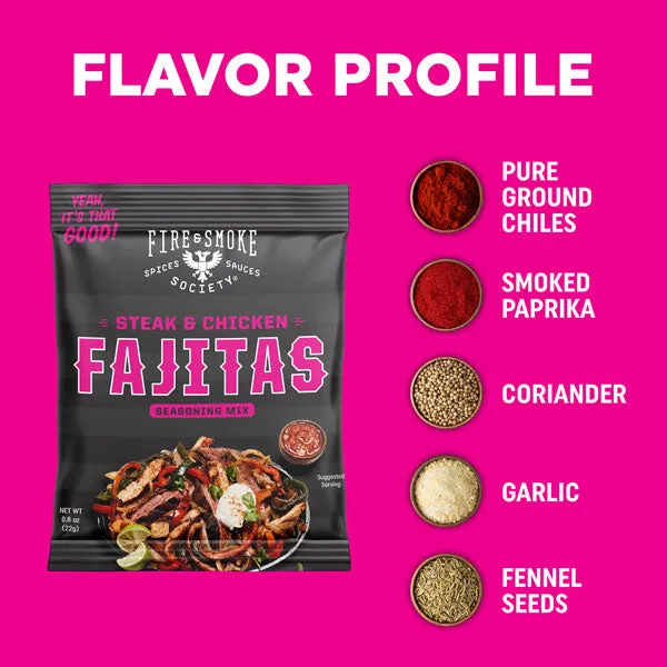 Fire Smoke Society Fajitas assaisonnement 12 sachets fumé