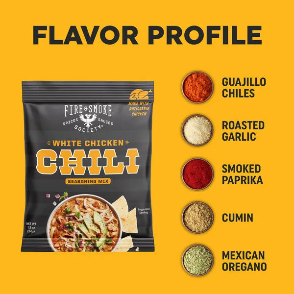 Fire Smoke Society White Chicken Chili mélange chili lot 12 crémeux