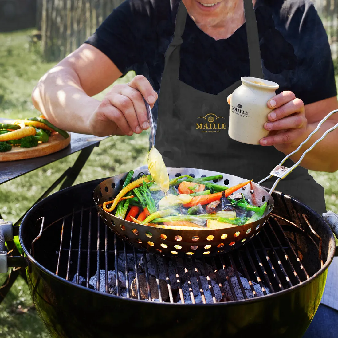 Maille Tablier Noir tablier cuisine noir 90 cm coton