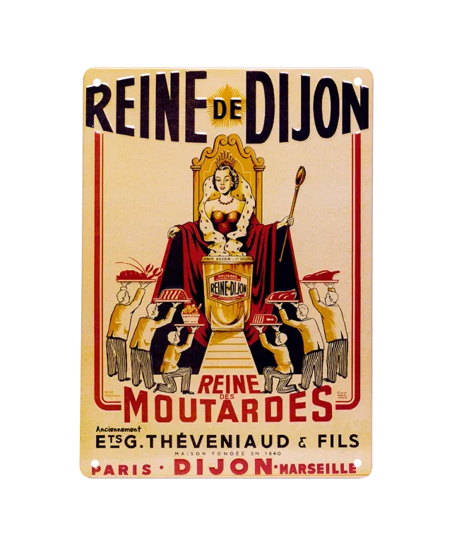 Reine de Dijon plaque décorative métal vintage