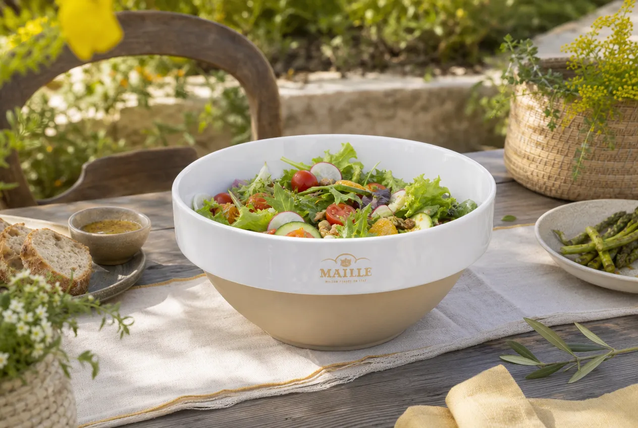 Maille x Digoin saladier grès émail blanc artisanal