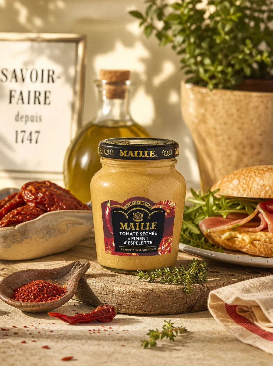 Maille Tomate Séchée Piment Espelette moutarde 108g relevée