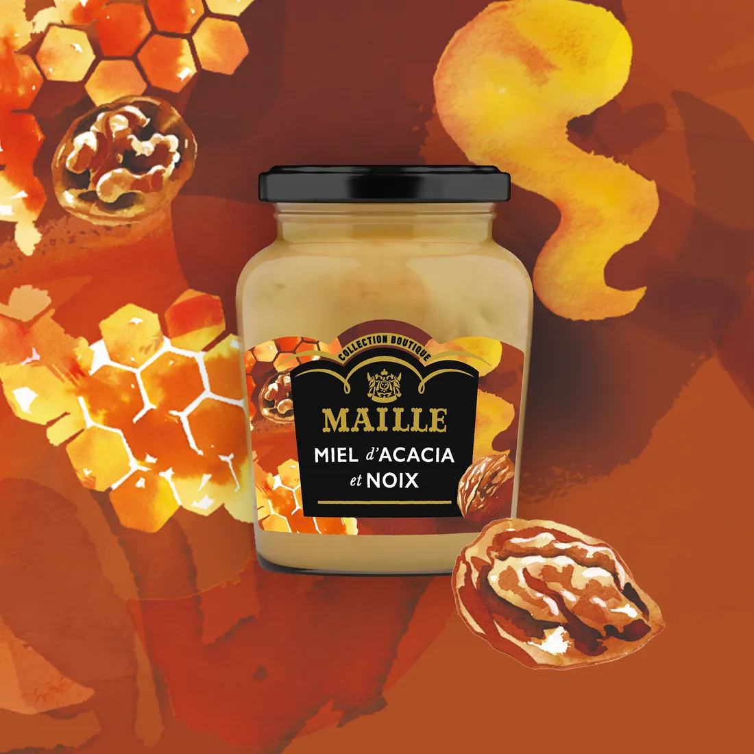 Maille moutarde miel et noix 108 g onctueuse douce