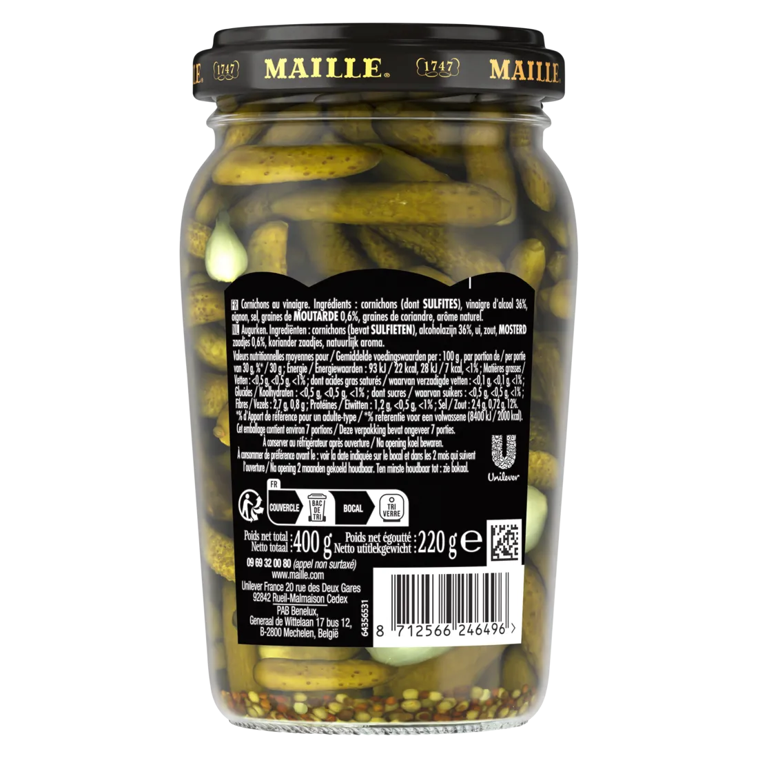 Maille L'Original Cornichons Extra-Fins 220g Croquants