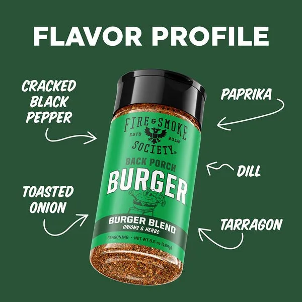 Fire Smoke Society Back Porch Burger assaisonnement 6,5 oz