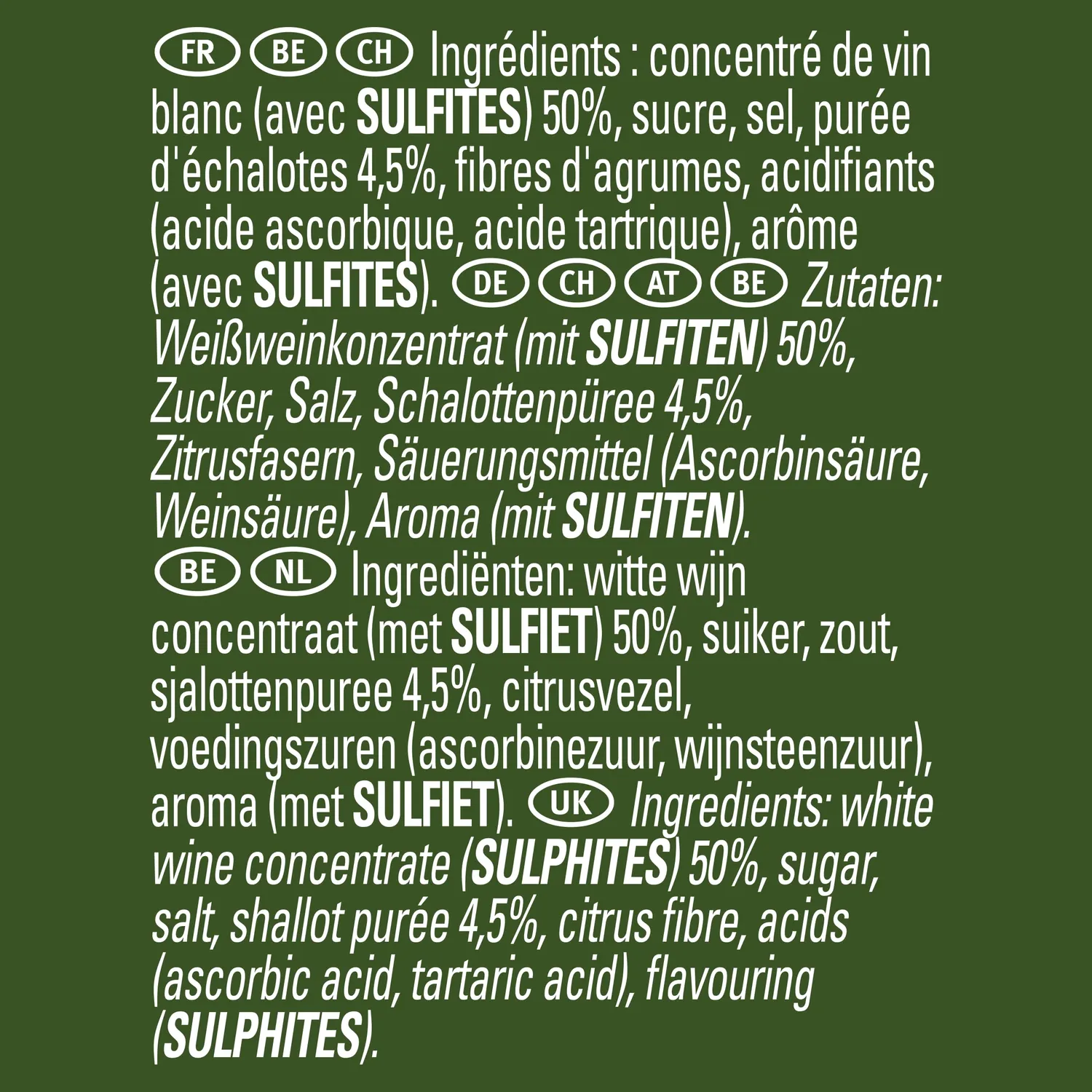 Premium Chef Réduction Vin Blanc pâte fond 580g