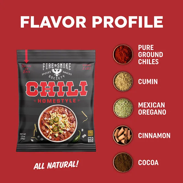 Fire Smoke Society Homestyle Chili mélange chili lot 12 corsé