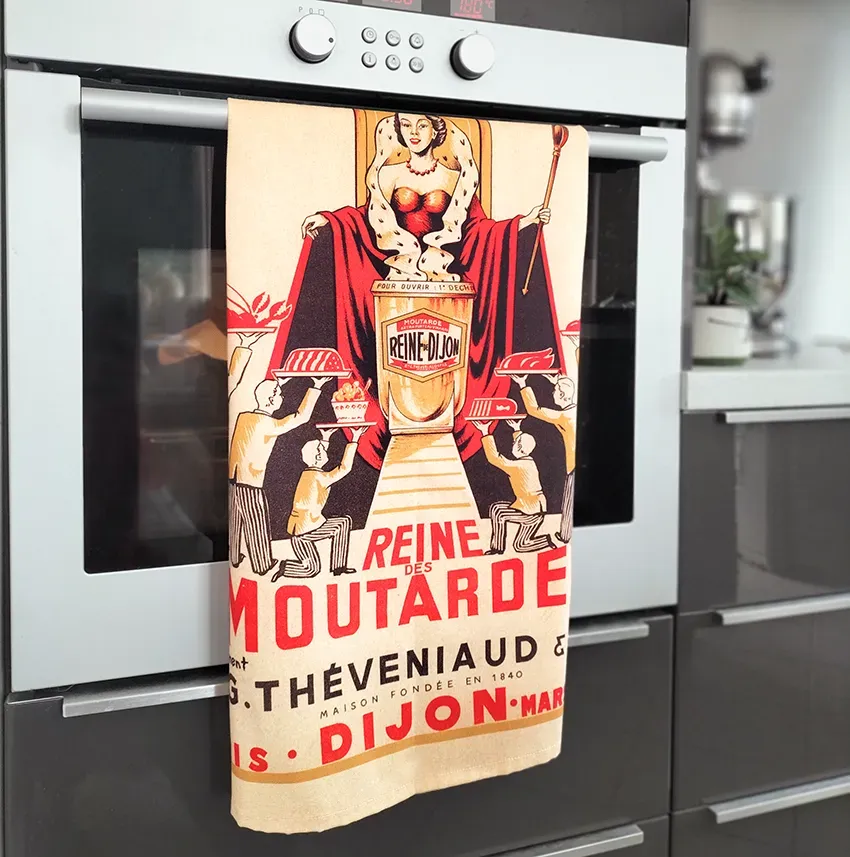 Reine de Dijon torchon coton publicité vintage